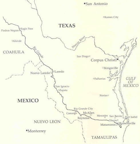 Texas-Mexican Border Map