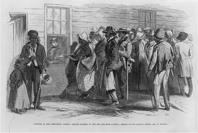 The Freedmen's Bureau distributing rations